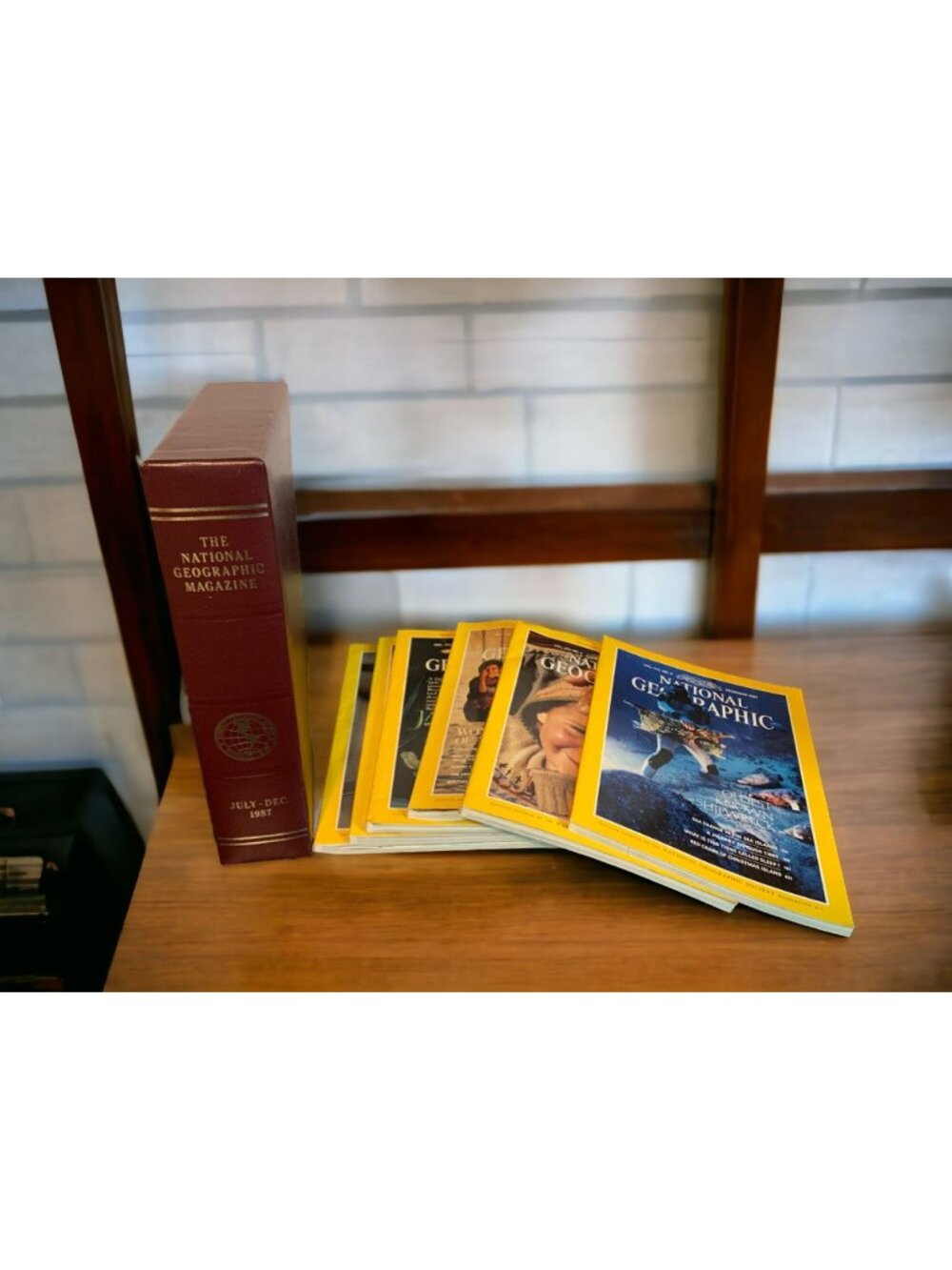 Vintage National Geographic 1987 Lot Bound Vol + Magazines July-Dec